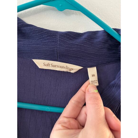 Soft Surroundings Womens Roxana Crinkle Button Down Top 3X Blue Textured Blouse - Picture 4 of 7